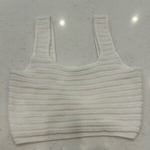 H&M Knit White Textured Crop Top